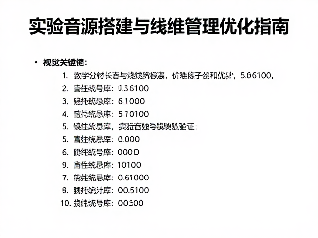 数字精确计算线材长度,实验音源搭建与线缆管理优化指南