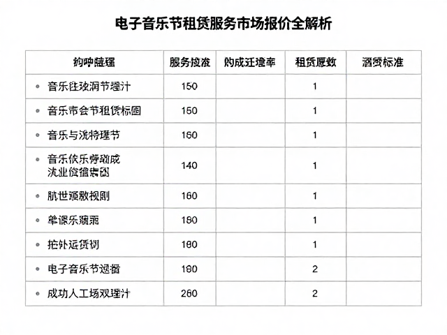 酒吧驻场与电子音乐节租赁服务市场报价全解析