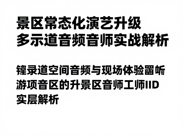 景区常态化演艺升级,多声道空间音频与现场音频工程师的实战解析