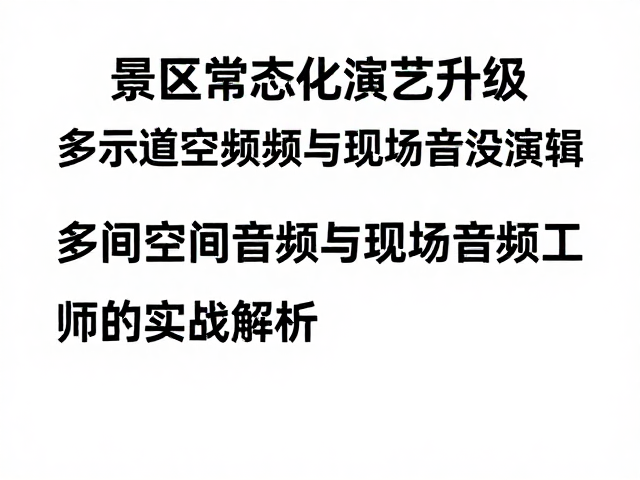 景区常态化演艺升级,多声道空间音频与现场音频工程师的实战解析