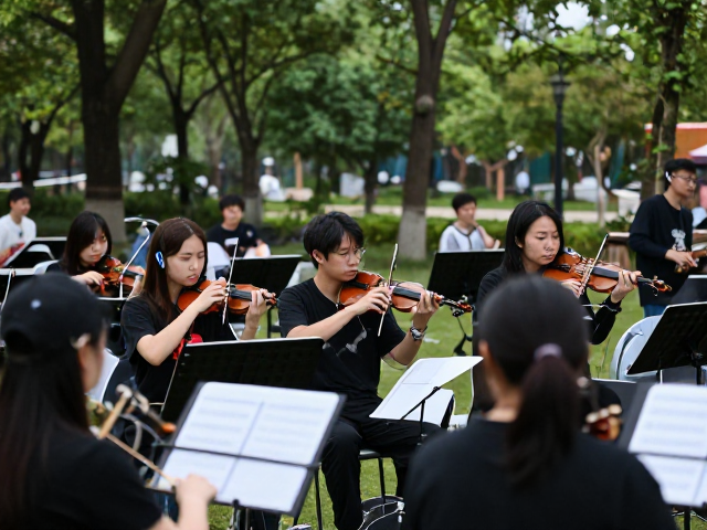 公园器乐合奏搭配蓝牙音频传输,打造沉浸式电子氛围音效体验