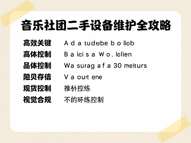 高效排练必备，音乐社团二手设备维护全攻略