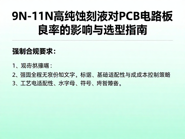 9N-11N高纯蚀刻液对PCB电路板良率的影响与选型指南