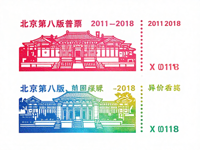 北京第八版普票(2011-2018),异形剪纸折角与多色套印赏析