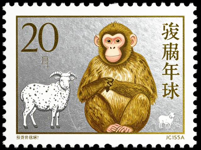 猴年邮票烫金烫银版，珍稀羊元素设计赏析与投资价值解析