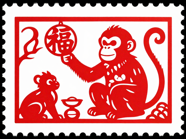 猴年邮票,剪纸艺术融入设计,为何第一轮生肖溢价极高?