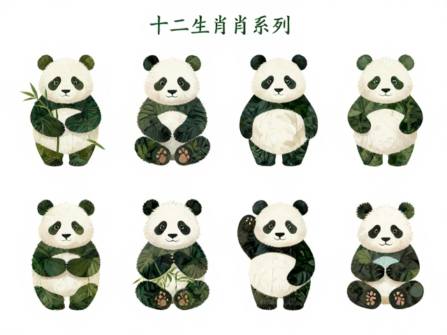十二生肖熊猫系列,融合植物纹理的创意设计与流行趋势解析