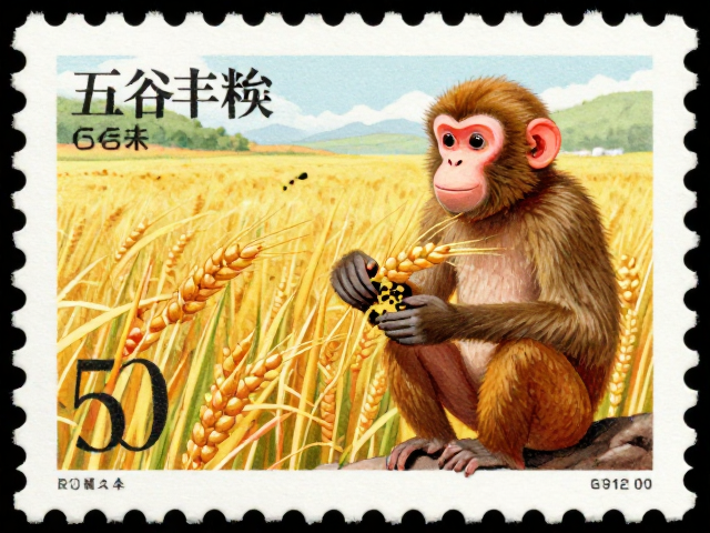 猴年邮票发行,五谷丰登寓意深,揭秘中国生肖文化魅力