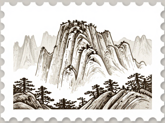 名山邮票设计，留白意境与凹凸油墨的绝配