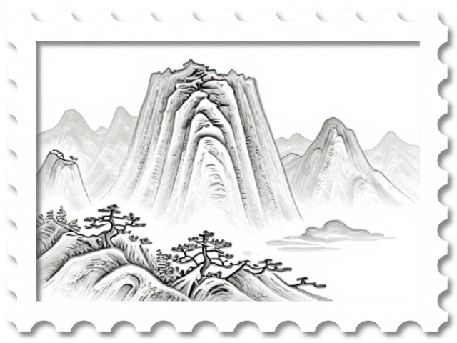 名山邮票设计,留白意境与凹凸油墨的绝配
