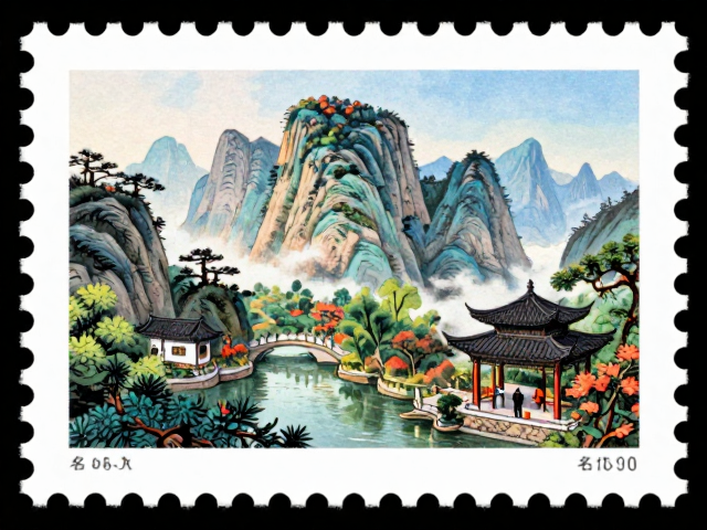 名山邮票全景赏析，定格绝美园林景致与山水画卷