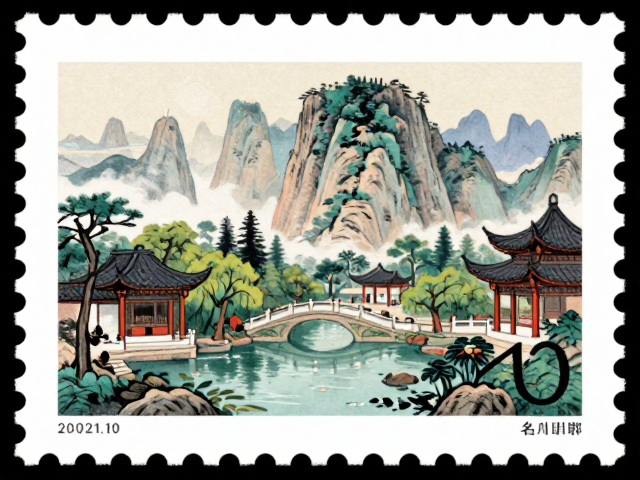 名山邮票全景赏析，定格绝美园林景致与山水画卷