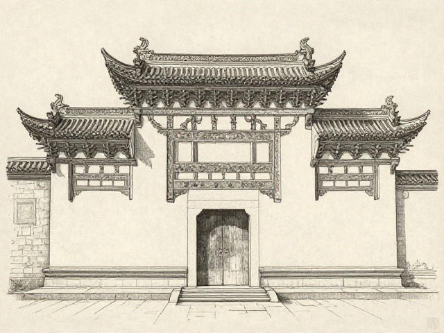 古代建筑影写版,单色雕刻的极致美学与历史韵味解析