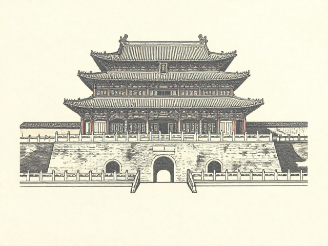 胶印古建图,定格历史事件纪念瞬间