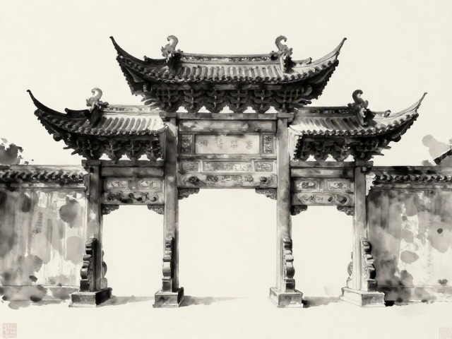 古代建筑水墨意境，套色精准还原千年古韵之美