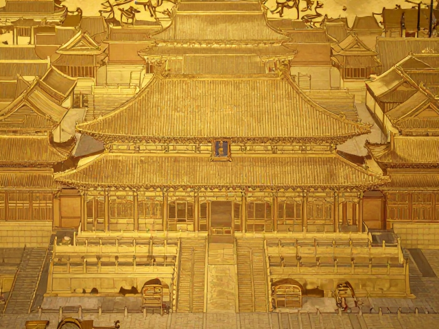 古代建筑烫金工艺揭秘,金碧辉煌下的背景环境美学