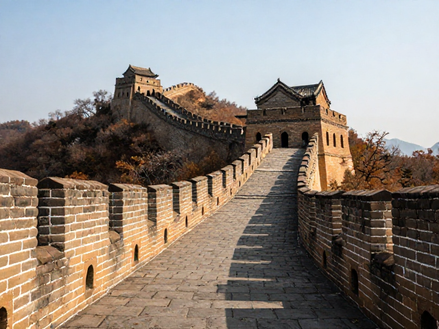 长城透视构图绝美，古代建筑线条与光影的视觉盛宴