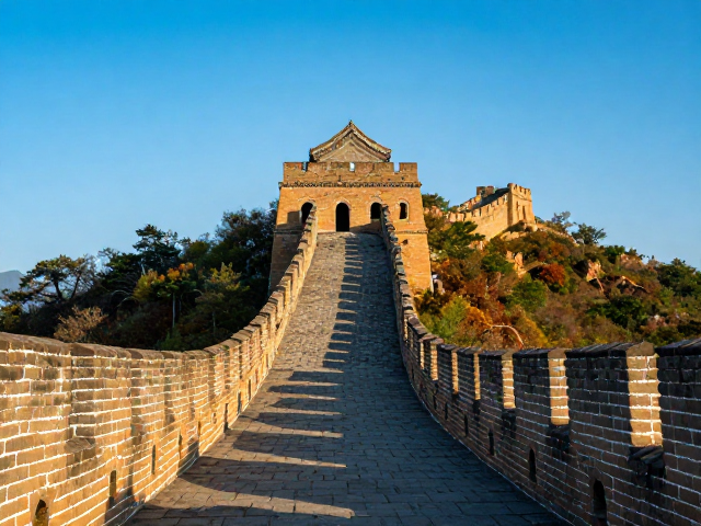 长城透视构图绝美，古代建筑线条与光影的视觉盛宴