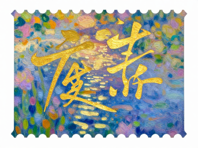 书法邮票烫金银工艺,印象派风格设计灵感与视觉美学解析