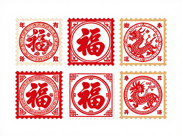 春节七夕邮票设计，传统纹样融合之美，国潮收藏新趋势