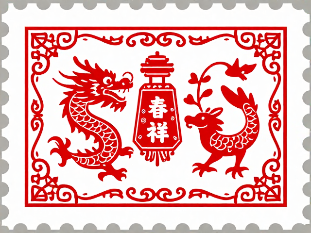 春节七夕邮票设计，传统纹样融合之美，国潮收藏新趋势