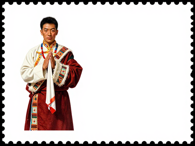 少数民族服饰邮票，藏族哈达写实绘画，珍藏版艺术赏析