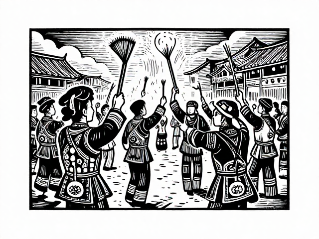 彝族火把节邮票版画线条赏析，少数民族服饰细节之美