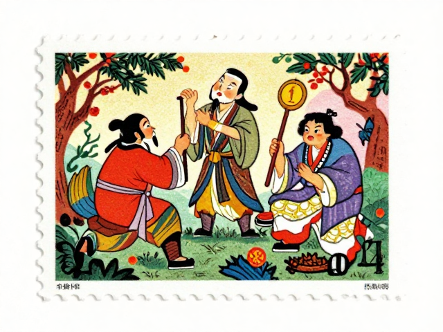 中国神话邮票系列发行，影写版色彩丰富，民间故事邮票收藏指南