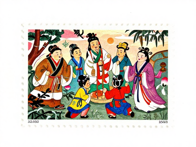 中国神话邮票系列发行，影写版色彩丰富，民间故事邮票收藏指南