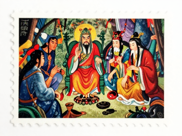 神仙鬼怪故事邮票，影写版色彩丰富，揭秘民间传说珍邮