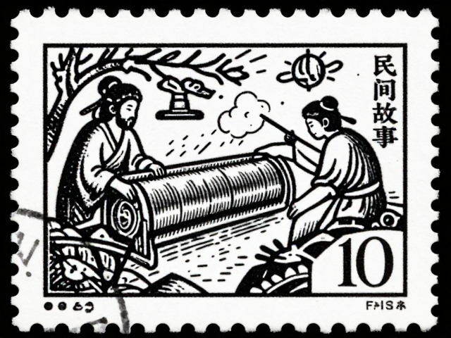 民间故事与神话传说邮票,揭秘影写版滚筒印刷工艺之美