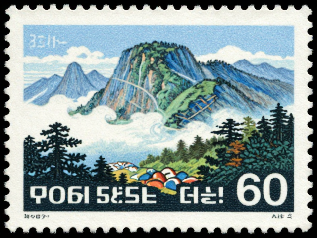 朝鲜早期发行自然风光,见证历史沧桑的绝美画卷