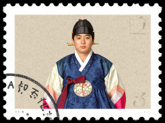 早期发行影写版韩服人物邮票,传统服饰与印刷工艺鉴赏