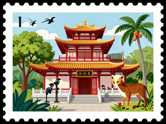 新加坡寺庙邮票上的野生动物,独特文化与自然交织的视觉盛宴