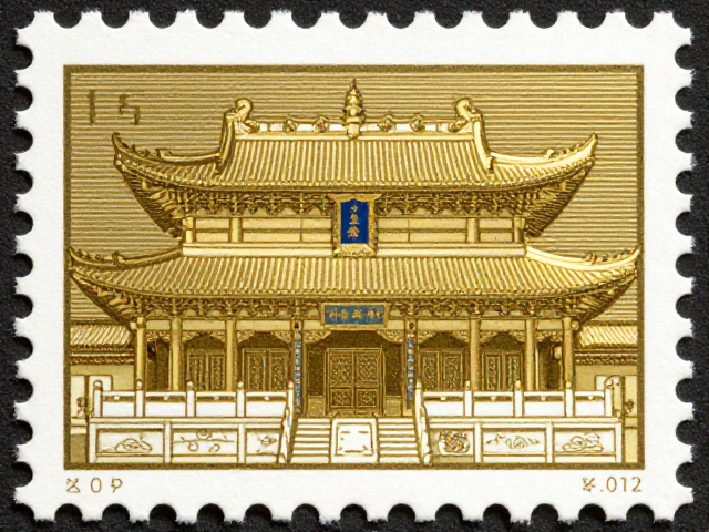 佛教寺庙邮票集邮展览专用票，精湛烫金工艺赏析