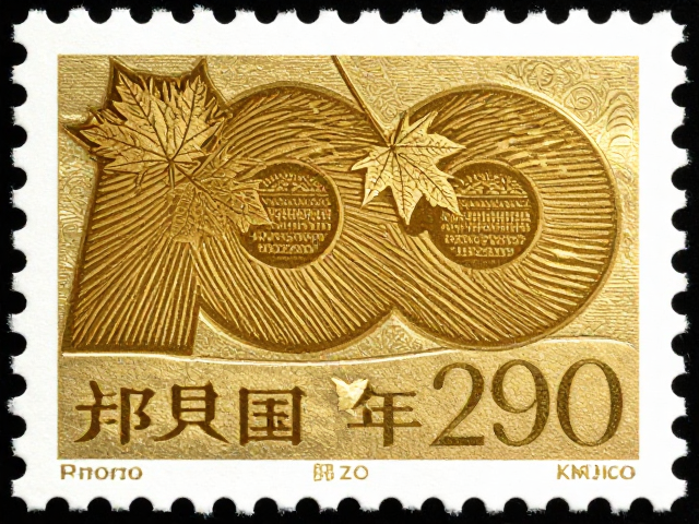 建国百年邮票,枫叶花卉烫金UV工艺赏析与收藏价值