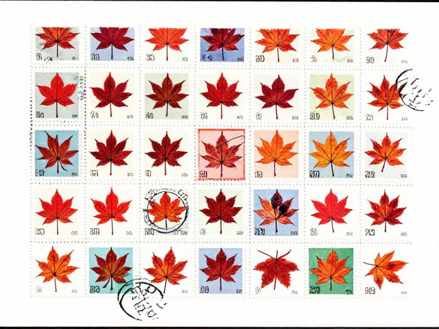 枫叶花卉邮票收藏,集邮册展示背后的国家身份认同与文化记忆