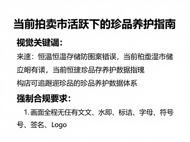 恒温恒湿存储防图案错误,当前拍卖市场活跃下的珍品养护指南