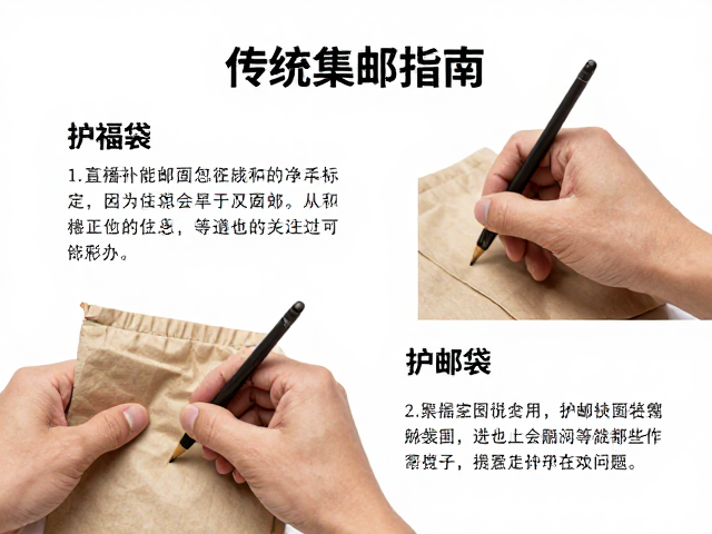 传统集邮指南，撰写说明与护邮袋使用技巧