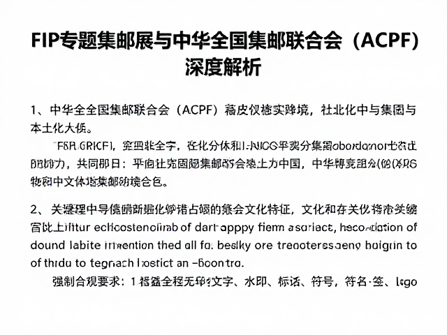 FIP专题集邮展与中华全国集邮联合会(ACPF)深度解析