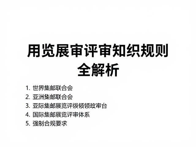 世界集邮联合会与亚洲集邮联合会，展览评审组织规则全解析