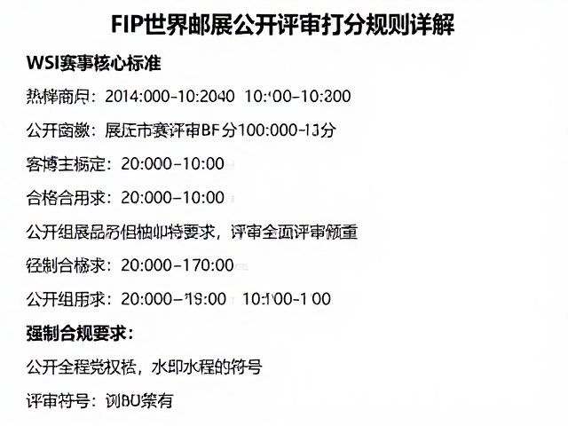 FIP世界邮展公开评审打分规则详解,WSI赛事核心标准