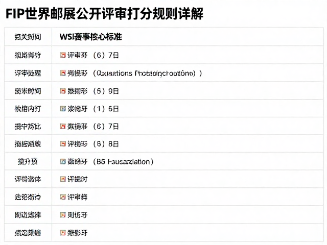 FIP世界邮展公开评审打分规则详解,WSI赛事核心标准