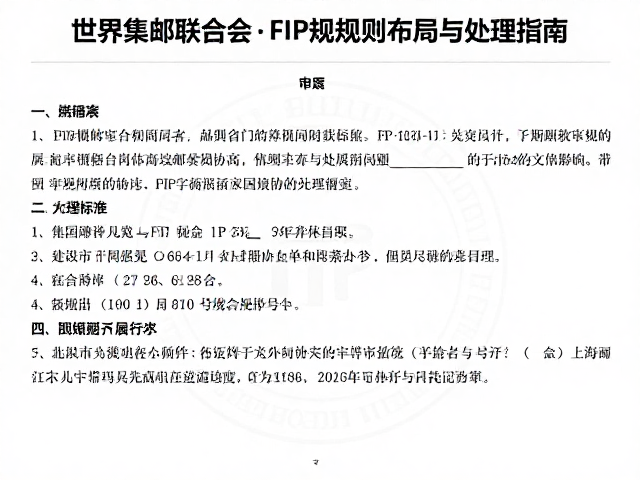 世界集邮联合会FIP规则，各国国家级协会邮展布局与处理指南