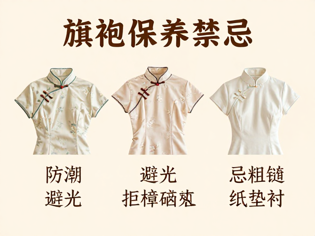 旗袍保养禁忌，防潮避光、拒樟脑丸、忌粗糙纸垫衬