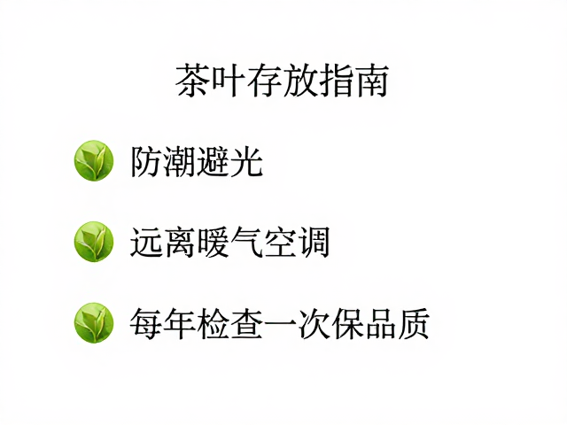 茶叶存放指南,防潮避光,远离暖气空调,每年检查一次保品质
