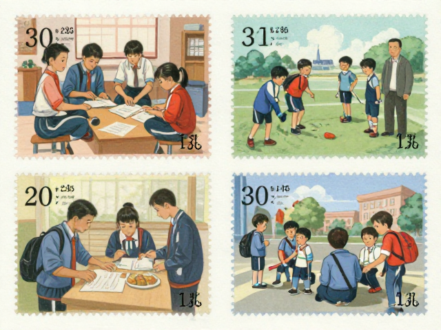 中小学集邮,四方连承载文化传承,怀旧与传承的收藏魅力