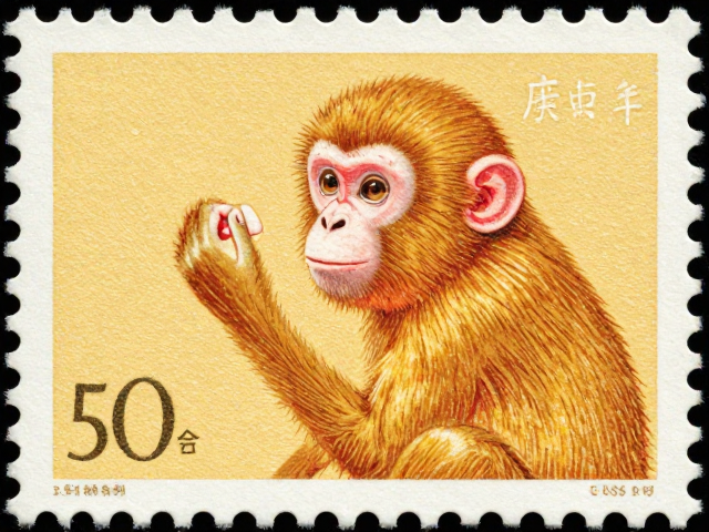 庚申年金猴邮票,凸版印刷与自然黄底色鉴别指南
