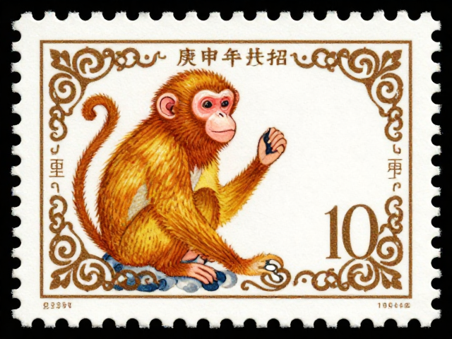 庚申年金猴邮票赏析，民俗风情与边饰花纹的绝美展现
