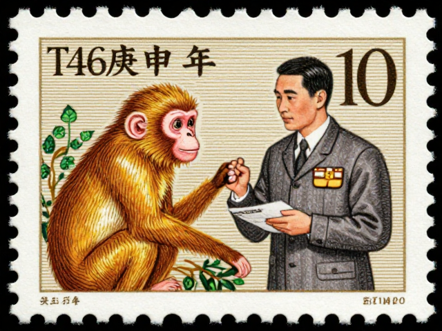 T46庚申年金猴邮票,雕刻版工艺与外交礼仪中的文化符号解析